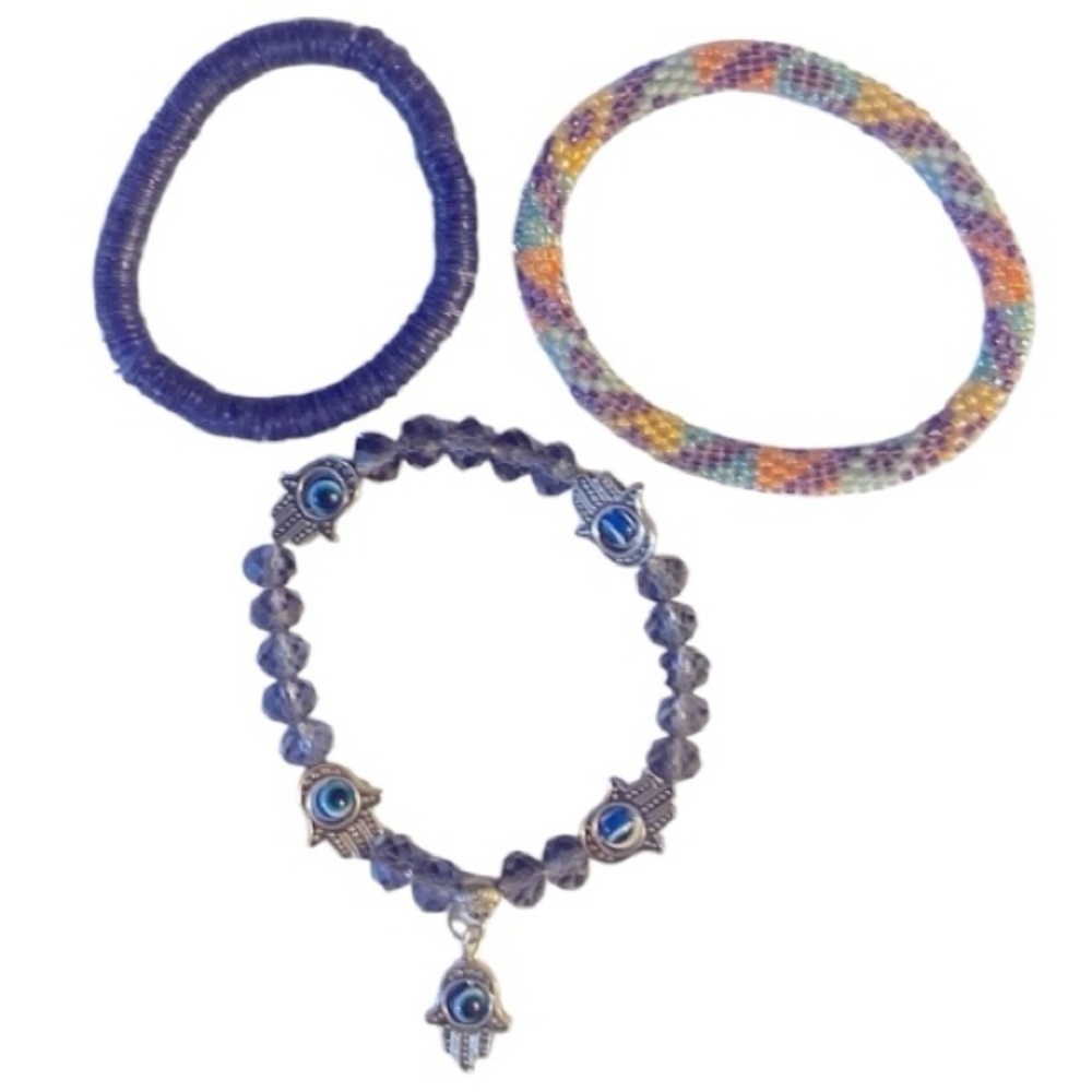 Kids Stretch Bracelet Bundle, 3 in Lot, Beaded, playful, girly girl​​​, VGUC